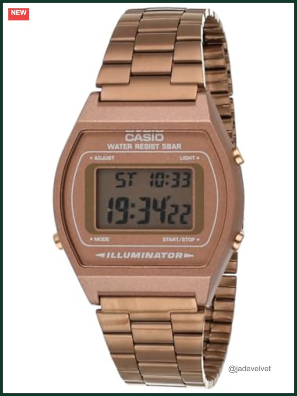 Classic Rose Gold-Tone Digital Watch with Stainless Steel Bracelet